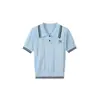 Verano 2026 Nuevo Estilo Universitario Bloque de Color Cuello Polo Tejido Manga Corta Top LXY