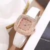 Nuevo Reloj de Moda Transfronterizo para Mujer Incrustado de Diamantes con Diseño de Cielo Estrellado, Correa Creativa de Cuero, Reloj de Pulsera Cuadrado Versátil de Cuarzo para Mujer