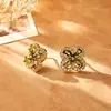 Aretes de Trébol de Cuatro Hojas Brillantes de Zirconia Estilo Bosque, Frescos y Dulces, de Moda y de Alta Gama, Aretes Estilo Chanel para Mujer, Accesorios de Celebridad de Internet