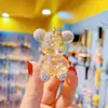 Pingente de chaveiro de urso violento com estrela cravejada de diamantes criativo pingente de chaveiro de moda menina urso transparente pendente de bolsa