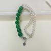 Colar de corrente de contas de calcedônia natural de alta qualidade, corrente leve, estilo novo, temperamento, jade, ágata, atacado de fábrica
