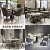 Mesa Redonda Pequeña de Madera Maciza para Oficina de Ventas, Mesa y Sillas de Negociación para Tienda 4S, Mesa de Comedor de Lujo Ligero, Mesa de Café de Mármol para Hotel T450