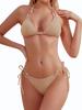 Conjunto de Bikini Triangular de Encaje con Cordones para Mujer de Nylon Transfronterizo Personalizado Sexy Traje de Baño de Dos Piezas Lindo Traje de Baño con Cuello Halter