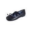 Bailarinas Gigantes Suaves de Piel de Oveja Completa Primavera 2025 Punta Redonda Piel Genuina Zapato Mary Jane con Lazo y Correa Cruzada para Mujer