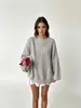 Suéter pullover de punto grueso con cuello redondo, patrón de rombos texturizado, talla grande, corte holgado, color liso, nuevo estilo otoño e invierno 2026, transfronterizo europeo y americano, para mujer