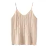 Camisola simple de cachemira de color sólido con tirantes finos para mujer, cálida, sin mangas, corte holgado, top interior