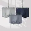 Pacote com 3 Peças de Alta Qualidade 120S Antibacteriano Sem Costura Seda Gelada Roupa Íntima Masculina Boxer Briefs Masculino Quatro Cantos Respirável Secagem Rápida