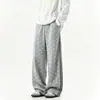 Calça de moletom esportiva estilo americano com listras e estrelas para homens, design moderno de três listras, calça casual ampla versátil com bom caimento e perna larga