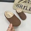 Novedad Otoño/Invierno 2026 Pantuflas Caseras para Niños Felpa Plus Calientes Estilo Birkenstock Suela Suave Sin Cierre Fondo Plano Pantuflas de Algodón