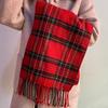 Cachecol Xadrez Vermelho de Ano Novo para Mulheres, Xale Xadrez Doce Retro Japonês e Coreano, Cachecol de Presente de Feriado para Casais