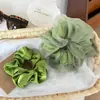 Nudo para el Cabello de Malla Satín Verde 2026 con un Toque de Lujo, Estilo Coreano Suave Scrunchie para Cola de Caballo Baja