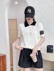 Suéter de Punto con Cuello Polo y Oso Bordado Verano 2023 Manga Corta Estilo Campus Dulce Popular en Internet Estilo Universitario Top para Mujer ins