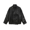 Beijie Moda Masculina Estilo Americano Marca Tendência Outono 2025 Novo Cor Sólida Roupa de Trabalho Jaqueta de Motociclista Masculina Gola Alta Jaqueta de Couro