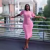 Comércio exterior novo Amazon Europeu e Americano vestido estrela com verão gola redonda manga curta temperamento malha quadril feminino