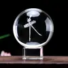 Bailarina de Ballet Cristal Tallado Interior Adorno 3D Estéreo Creativo Decoración de Escritorio Regalo Bola de Cristal Luz Nocturna Luminosa Personalizado