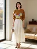 Falda de retazos romántica de terciopelo y malla para mujer, diseño de nicho estilo francés, otoño e invierno, falda plisada de color liso de cintura alta