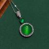 Pendente redondo de calcita branca alta incrustada banhado a prata para atacado pingente de colar de ágata verde imperial jade fornecimento ao vivo