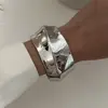 Diseño de Moda Transfronterizo Pulsera de Resorte Irregular Exagerada Ola Metal Ins Brillo Ancho Pulsera Moda