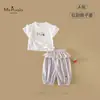 XiafanVerão Novo Estilo Conjunto para Bebês e Crianças Pequenas Meninas, Calça Estilosa de Manga Curta com Desenho, Conjunto de Duas Peças