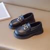 Sapatos Pequenos de Couro para Menina 2023 Primavera e Outono Novos Sapatos Infantis de Camada Única Princesa Estilo Britânico Bebê Sapatos Pretos Mocassins