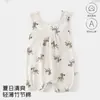 Mameluco de Verano para Bebé de Bambú y Algodón sin Mangas Traje Ligero Transpirable Estilo Chaleco Estampado para Gatear
