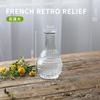 Minijarrón de cristal con relieve vintage de estilo francés, transparente, hidropónico, para escritorio, decoración.