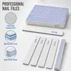 Directo de fábrica: Tiras de lijado para manicura Blue Core color gris arena, doble cara de grano grueso para dar forma a las uñas, flexibles y duraderas, fáciles de usar para un limado suave