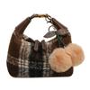 Bolso bandolera de hombro a cuadros vintage para mujer, estilo nicho de moda, combinable, otoño e invierno 2024
