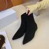 Botines Delgados Retro Franceses 2026 Elegantes Punta Fina Tacón Cuña Otoño Invierno Botas Skinny Marrones Aumento Oculto de Altura 5cm Estilo Nuevo