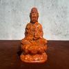 Palo de rosa Tallado Loto Sentado Guanyin Bodhisattva Estatua Adornos Tallado de Madera Maciza Adoración Doméstica Estatua de Guanyin Artesanías