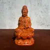 Ornamentos de Estátua do Bodhisattva Guanyin Sentado Lotus Esculpido em Jacarandá Escultura em Madeira Maciça Adoração Doméstica Artesanato de Estátua Guanyin