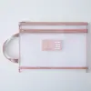 Bolsa de Arquivo Classificadora de Assuntos em Malha Transparente com Zíper Dupla Camada Grande Capacidade Uso por Aluno do Ensino Fundamental Cor Morandi Bolsa para Mensalidade