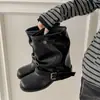 Botines Negros de Tacón Grueso para Mujer Otoño 2026 Nuevos Botines Versátiles Estilo Coreano para Faldas y Pantalones