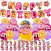 Decoração de Festa de Aniversário do Kirby Tema Transfronteiriço Banner Arranjo Bandeira de Bolo Conjunto de Balões