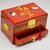Caja de joyería de laca de Pingyao, caja de regalo de boda retro de madera, caja de maquillaje de novia, artesanía roja del patrimonio cultural inmaterial chino.