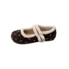 Zapatos Mary Jane de Lana con Lunares Retro para Mujer 2026 Otoño/Invierno Nuevos con Felpa Suela Plana Suave sin Cordones Corte Bajo Zapatos Individuales