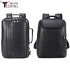 Mochila de cuero para hombre de moda, para negocios, para ir al trabajo, mochila de cuero, bolsa para computadora ligera y a la moda, gran capacidad, mochila casual, Negra