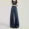 Jeans Rectos Vintage Estilo Hong Kong para Mujer Otoño Nuevo Estilo Pantalones Anchos Holgados Adelgazantes para Chica Curvy