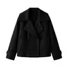 Nueva Ropa Europea y Americana para Mujer de Comercio Electrónico Transfronterizo Stock Disponible Chaqueta Corta Gruesa de Lana con Solapa Grande Abrigo para Mujer