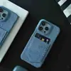 Funda de Teléfono de Mezclilla Premium para Apple 14pro iPhone15promax Media Bolsa 13P con Ranura para Tarjeta Funda Resistente a Caídas