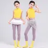 Roupas de Dança Infantis Roupas de Prática para Meninas Colete Amarelo Slim Fit Body de Yoga para Musculação Fantasias de Performance para Dança Jazz