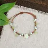 Pulsera de Cuerda Trenzada de Cerámica Fresca Estilo Viajero de Jingdezhen, Pulsera de Trébol de Cuatro Hojas, Joyería Artística Hecha a Mano, Venta al por Mayor para Atracciones Turísticas