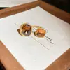 Anillo Abierto Ovalado Estilo Europeo y Americano con Diamantes, Anillo Versátil Estilo Vintage Maillard para Dedo Índice, Anillo de Nicho con Diseño Único para Mujeres