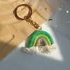 Estilo Nórdico Ins Pingente Arco-Íris Chaveiro Tecido à Mão de Algodão Borla Bolsa Pendente de Carro Estilo Étnico Feminino