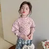 Estilo Coreano para Niñas Estampado Floral Integral Mono Superior Térmico de Forro Polar Otoño/Invierno 2026 Nuevo Top Engrosado para Niña Pequeña