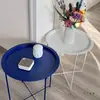 Mesa Redonda Pequena de Luxo Nórdico Leve Portátil Dobrável Mesa de Centro Ins Mini Ferro Forjado Rack de Armazenamento Doméstico Mesa Bandeja Mesa de Canto