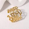 Anillo de acero inoxidable con diseño de personalidad transfronteriza de Europa y Estados Unidos, versión hueca irregular, de gran sentido, con viento frío para mujer