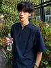 Camiseta de enfriamiento para hombre estilo Old Money con cuello en V, manga corta, elegante y fresca, hecha de Tencel Lyocell, estilo veraniego, transpirable, de alta gama