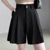 Shorts Casuais Plissados de Cintura Alta Linha A de Perna Larga Novos para Outono 2026 para Mulheres Negras