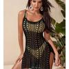 Cubierta de Playa Transfronteriza, Traje de Baño para la Orilla del Mar, Tirante Calado, Abertura Doble Lateral, Top de Punto con Protección Solar para Vacaciones de Playa para Mujer